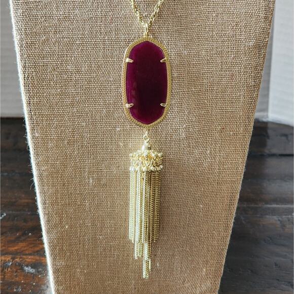 Kendra Scott rasberry illusion? and gold Rayne necklace